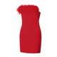 thumbnail image 3 of VISgogo Vestido Ajustado para Mujer, Adulto Color Sólido Con Ribete Peludo Sin Mangas Fuera Del Hombro Slim Fit Mini Vestido Ajustado VISgogo  moda, 3 of 9