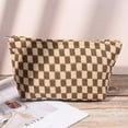 thumbnail image 6 of Pakyozj 2 Pieces Makeup Bag Large Checkered Cosmetic Bag Capacity Canvas Mix Travel Toiletry Bag Organizer Cute Makeup Brushes Aesthetic Accessories Storage Bag for Women, 6 of 6