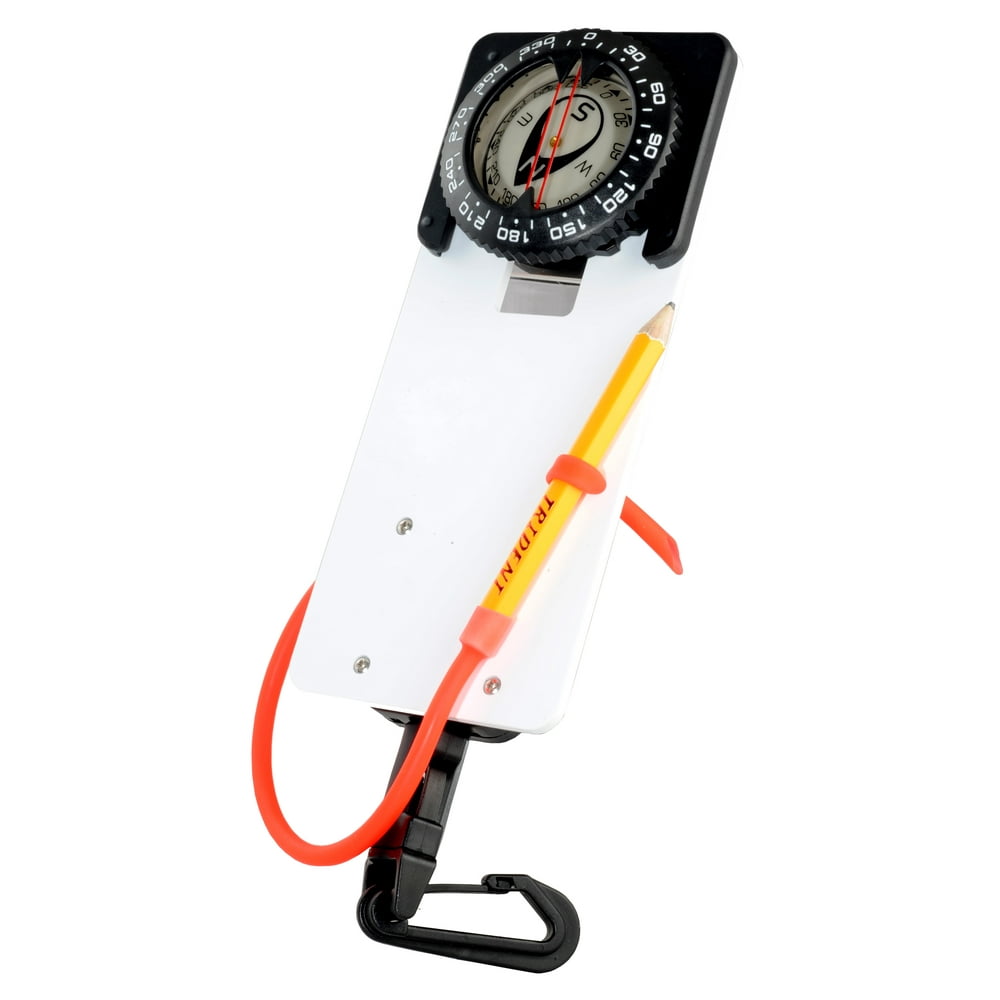 Trident Scuba Diving Slate and Pencil with Retractor and Compass