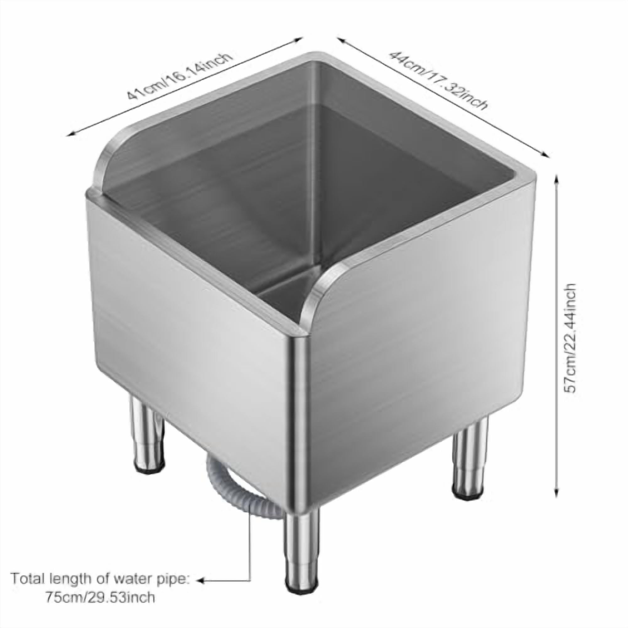 Mohsoe Commercial Mop Sink Stainless Steel, Large Capacity Floor Utility Sink with High Splash Baffle, Detachable Filter Basket, for Mudroom Laundry Restaurant Janitor