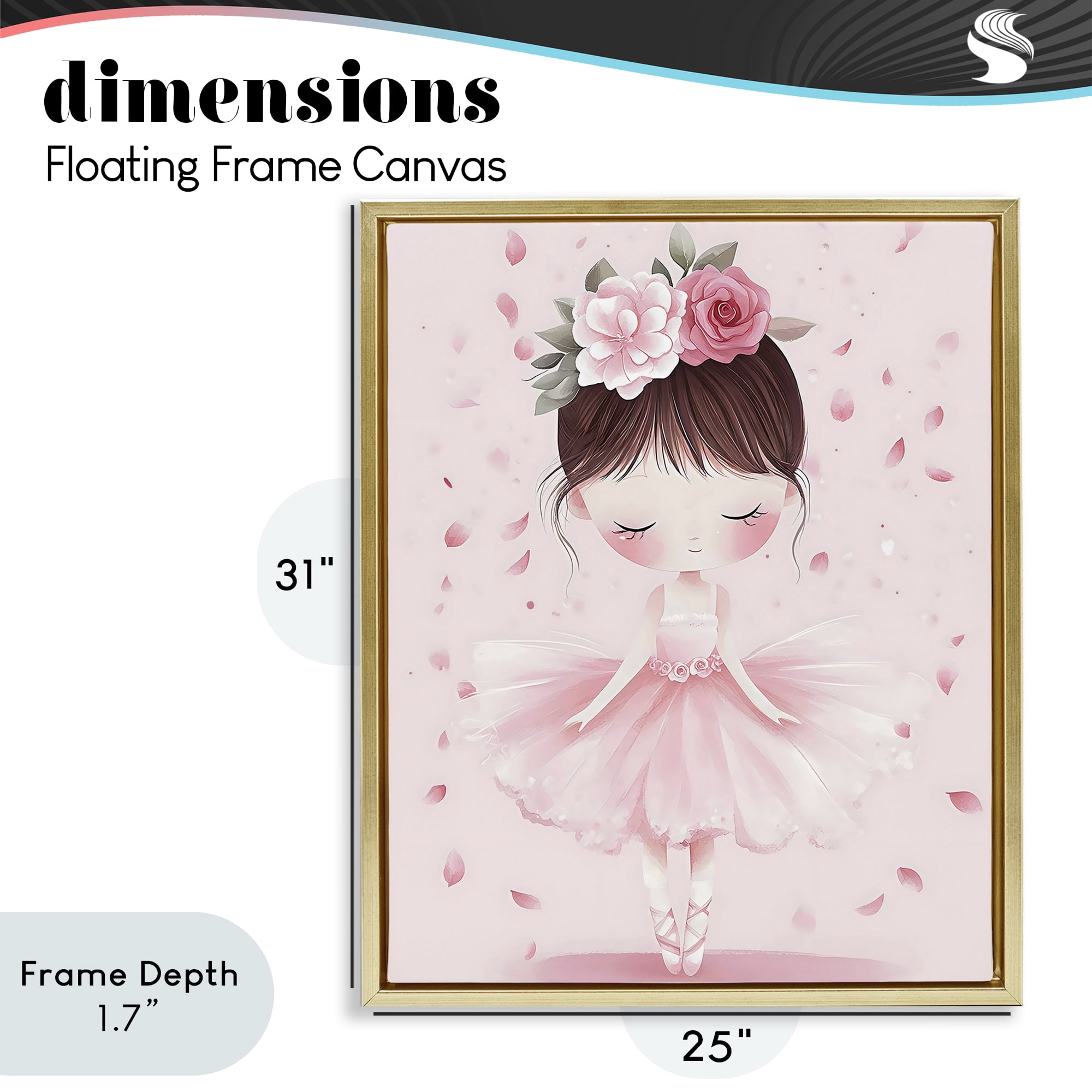 Stupell Industries Ballerina With Floral Headdress Gold Framed Floater Canvas Wall Art, design by Creative Studio