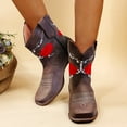 thumbnail image 5 of New Fashion Warm Female Boots Western Boots For Women Rose Flower Embroidery Cowboy Boots Mid Calf Heel Retro Pull On Boots, 5 of 9