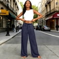 thumbnail image 6 of HKYNLAG Linen Pants Women Wide Leg Palazzo Pants Beach Vacation Outfits Cotton Summer 2026 Flowy Clothes Trousers with Pockets Blue S, 6 of 7