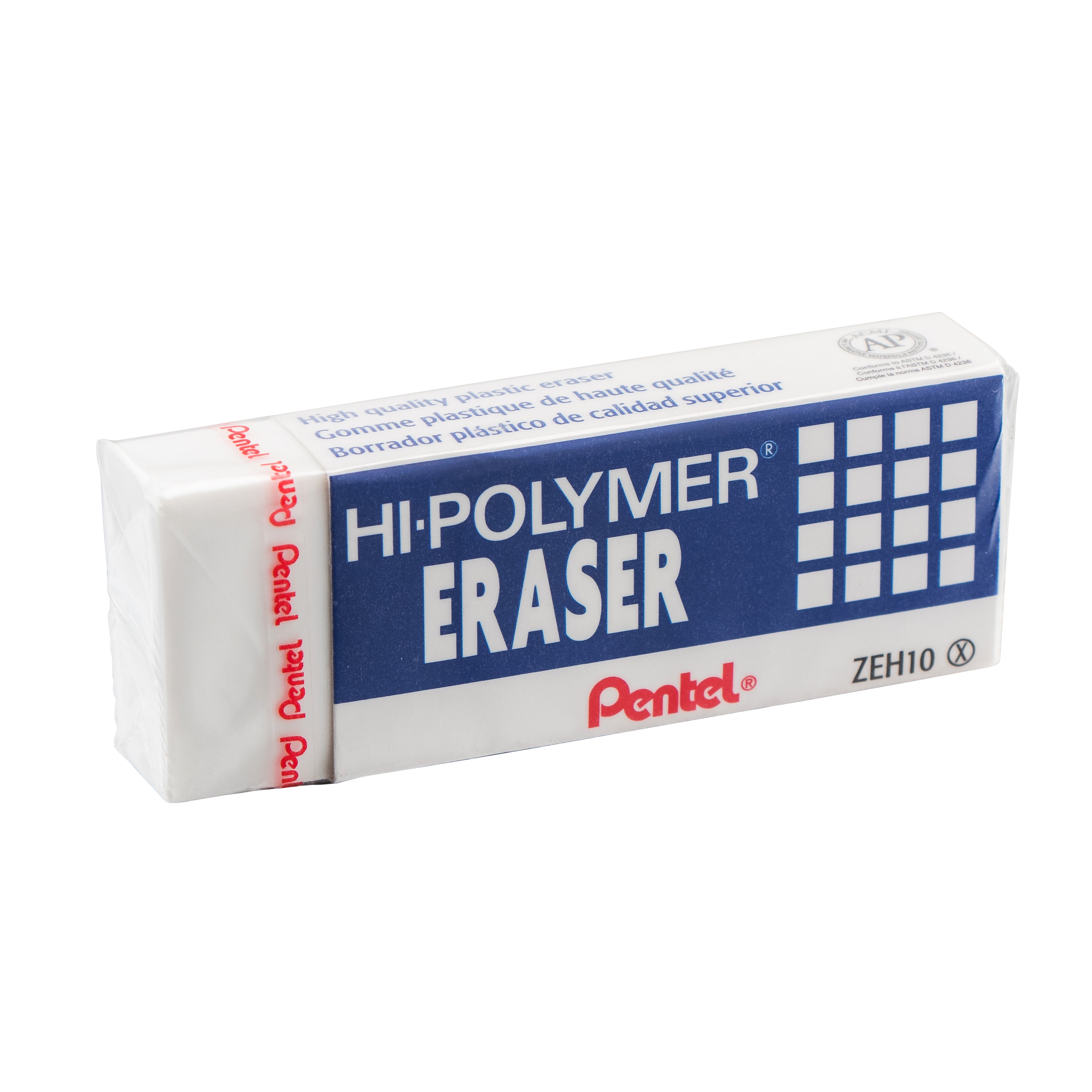 Pentel Hi-Polymer, Large, White, Block Eraser, Latex Free,  3 Pack