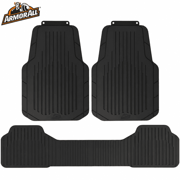 Armor All All-Weather Trim-to-Fit Floor Mats with Rear Runner, 3-Piece, Black