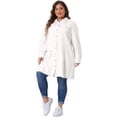 thumbnail image 3 of DARING DIVA Women's Plus Jeans Long Sleeve Long Denim Jackets 3X White, 3 of 6