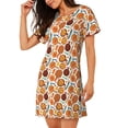 thumbnail image 2 of Balery Hot Fresh Pizza Camisón de manga corta con cuello redondo para mujer, cómodo y elegante., 2 of 6