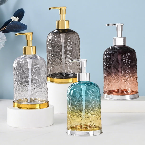Bote dispensador de jabón de manos 450ml | Bomba de plástico recargable | Transparente, gris, marrón, multicolor | Baño moderno, cocina, loción para encimeras de inodoro, soporte para champú