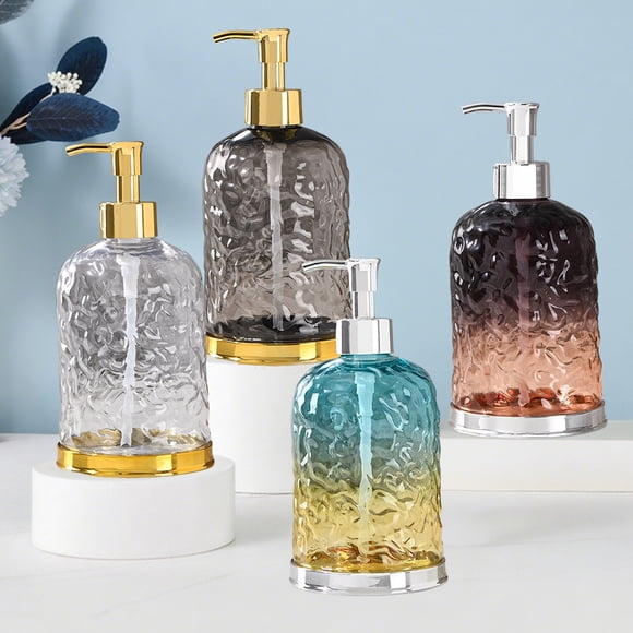 Bote dispensador de jabón de manos con bomba - 450 ml recargable para la encimera del baño y la cocina - Plástico transparente para jabón líquido, loción o champú