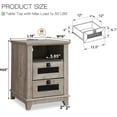 Farmhouse Nightstand with Charging Station, OKD Square End Table with 2