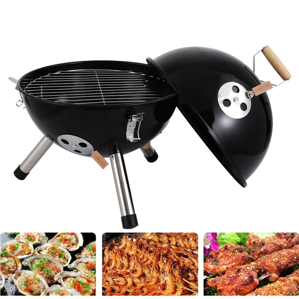 Small BBQ Grill, SEGMART Outdoor Charcoal Grill, Stainless Steel Portable BBQ Grill, Small Charcoal Grill with Vent/Charcoal Bowl, Small Grill Charcoal for Outdoor Cooking, Black,12" Dia x 10" H,H2138 - image 1 of 15