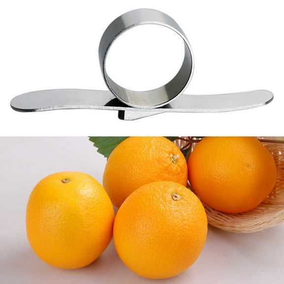 GOOHOCHY Premium Stainless Steel Orange Peeler Tool with Comfortable Ring Handle for Easy Peeling of Citrus Fruits, Silver, 1 Count