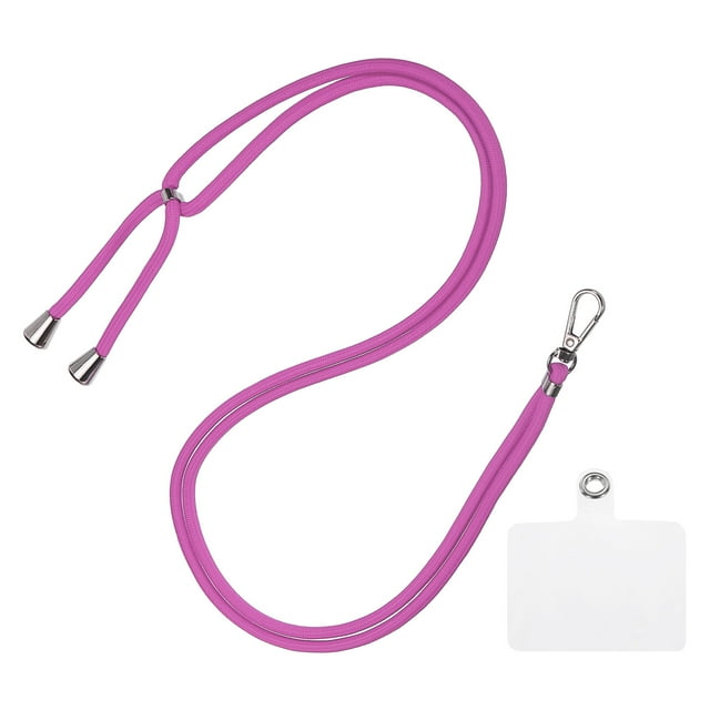Unique Bargains Phone Lanyard with Transparent Lanyard Patch, Rose Purple, 1 Pack