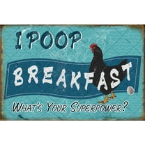 Noete Funny Chicken Coop Sign "I Poop Breakfast, What’s Your Superpower?" 8x12 Inch Aluminum Metal Sign for Farm, Garden & Outdoor Decor