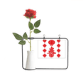 thumbnail image 1 of traditional red chinese pattern artificial rose flower hanging vases decoration bottle, 1 of 3