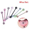 thumbnail image 2 of GKNET 8PCS/Set Mix Colorful Stainless Steel Ball Tongue Bar Ring Body Piercing Jew..X, 2 of 6