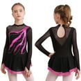 thumbnail image 1 of TiaoBug Girls Stylish Mesh Splice Rhinestone Figure Ice Skating Dress Long Sleeves Ballet Dance Tutu Dress Hot Pink 8, 1 of 7