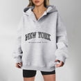 thumbnail image 2 of Pullover Sweaters for Women Usa Winter Fall Relaxed Fit Hooded Long-sleeved Bubble Cuff Cold Shoulder Half Zip Graphic Leisure Cotton Tops Sweatshirt(White,M), 2 of 4