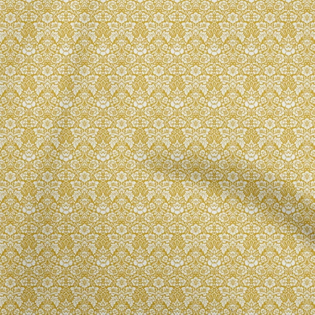 oneOone Velvet Yellow Fabric Baroque Sewing Material Print Fabric By The Yard 58 Inch Wide