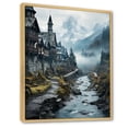 thumbnail image 2 of Designart "Mountain Fortress Castles Misty painting III" Cityscapes Floater Framed Wall Art Print, 2 of 7