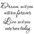thumbnail image 2 of VWAQ Dream as if You'll Live Forever Live as if You'll Only Have Today Inspirational Wall Quote Decal (18"H x 20"W Black), 2 of 2