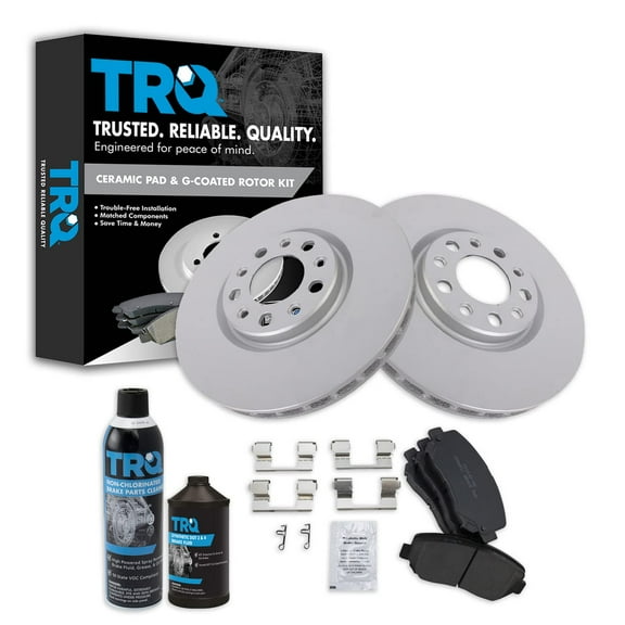 TRQ Front Ceramic Brake Pad & Coated Rotor Kit w/Chemicals for Dodge Chrysler BKA24491 Fits select: 2015-2017 CHRYSLER 200, 2013-2016 DODGE DART