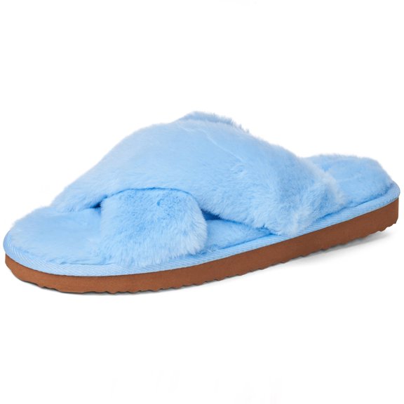 Alpine Swiss Women Fuzzy Fluffy Faux Fur Slippers Memory Foam Indoor House Shoes