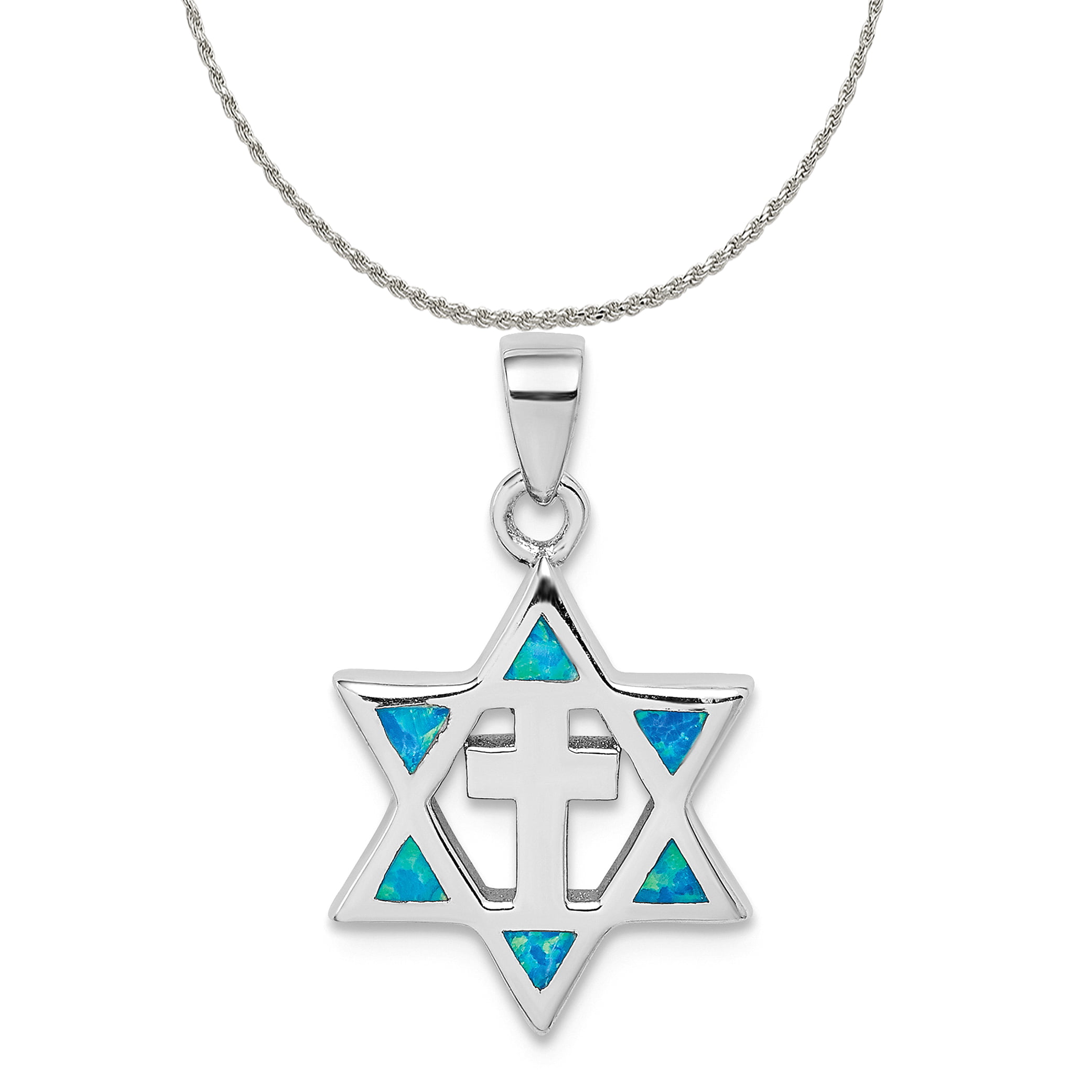 Snake or Ball Chain Necklace Sterling Silver Synthetic CZ Star Of David Pendant on a Sterling Silver Cable