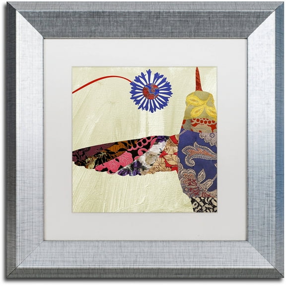 Trademark Fine Art "Hummingbird Brocade I" Canvas Art by Color Bakery White Matte, Silver Frame