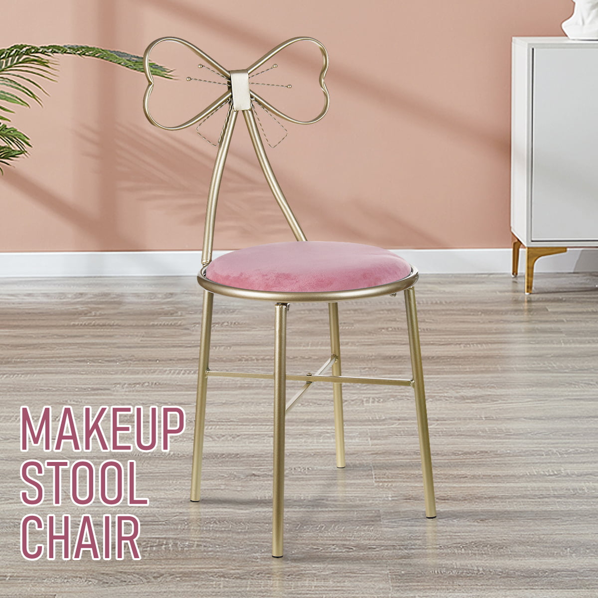 1/2pcs Dressing Stool Velvet Bedroom Makeup Vanity Chair Seat Backrest Matel Leg