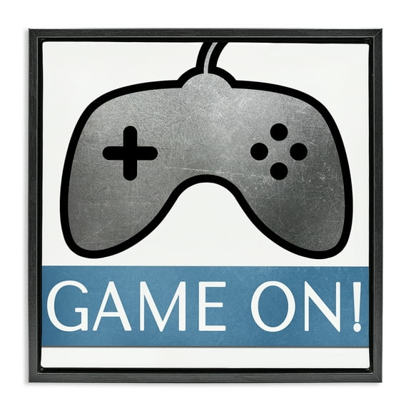 Stupell Industries Game On Controller Entertainment Painting Black Floater Framed Canvas Art Print Wall Art, 18 x 18