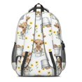thumbnail image 3 of Highland Cow and Sunflower Print Backpack for School, Cute School Bag with Adjustable Shoulder Straps and Padded Back, 16.9"x12.6"x5.9", 3 of 5