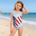 thumbnail image 5 of Grblisyd 4th of July Girls Swimsuits Size 10-12 White, and Blue One Piece Swimwear Athletic Crew Neck Bathing Suit, 5 of 6