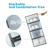 LeaderPro Clear Shoe Ogranizer for Closet,Shoes Boxes Bins Stackable,Folding Shoe Sneaker Containers Storage Box Rack with Lids 12 Pack