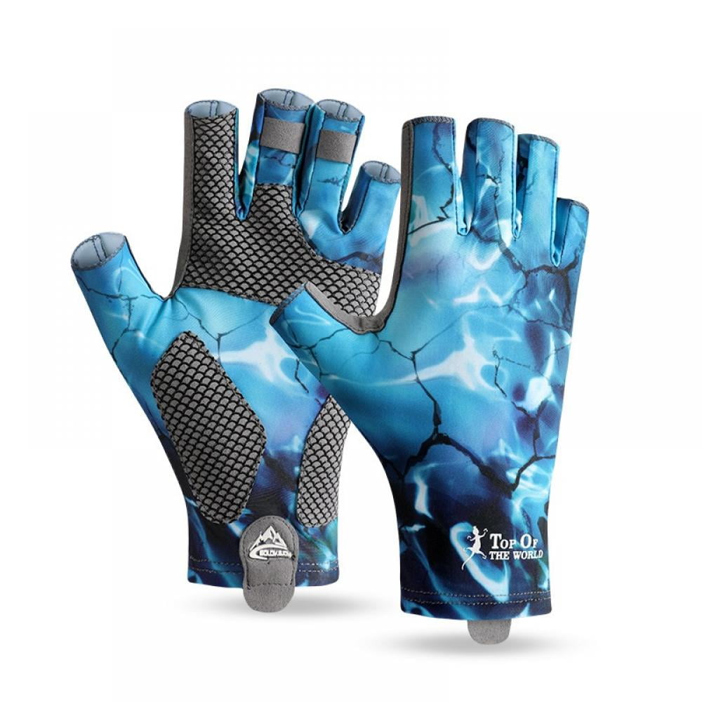 Glacier Gloves Abaco Fingerless UPF 50 Sun Gloves in Blue Camo Large/X Large 