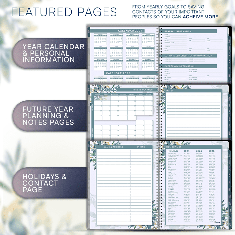 Ensight Appointment Books & Planner - July 2024 to June 2025 - Tabs, Hourly, Daily, Weekly & Monthly - Business & Personal-Floral - Walmart.com ensight-2024-2025-appointment-book-planner-for-business-personal-use-black-daily-weekly-monthly-tabs-walmart-com