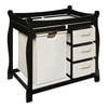 Badger Basket Sleigh Style Baby Changing Table with Hamper and 3 Baskets - Black