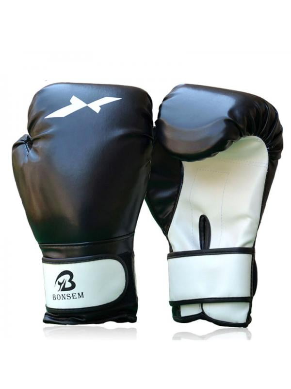 Leather Boxing Gloves mens boy Sparring Gym Training MMA Mitts Workout 10oz-16oz 