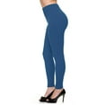thumbnail image 4 of 4 Pack Women's Warm Winter Fleece Lined wide elastic waistband Thermal Leggings with Flattering Front Seam, 4 of 6