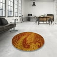 thumbnail image 3 of Ahgly Company Indoor Square Patterned Neon Orange Area Rugs, 5' Square, 3 of 6