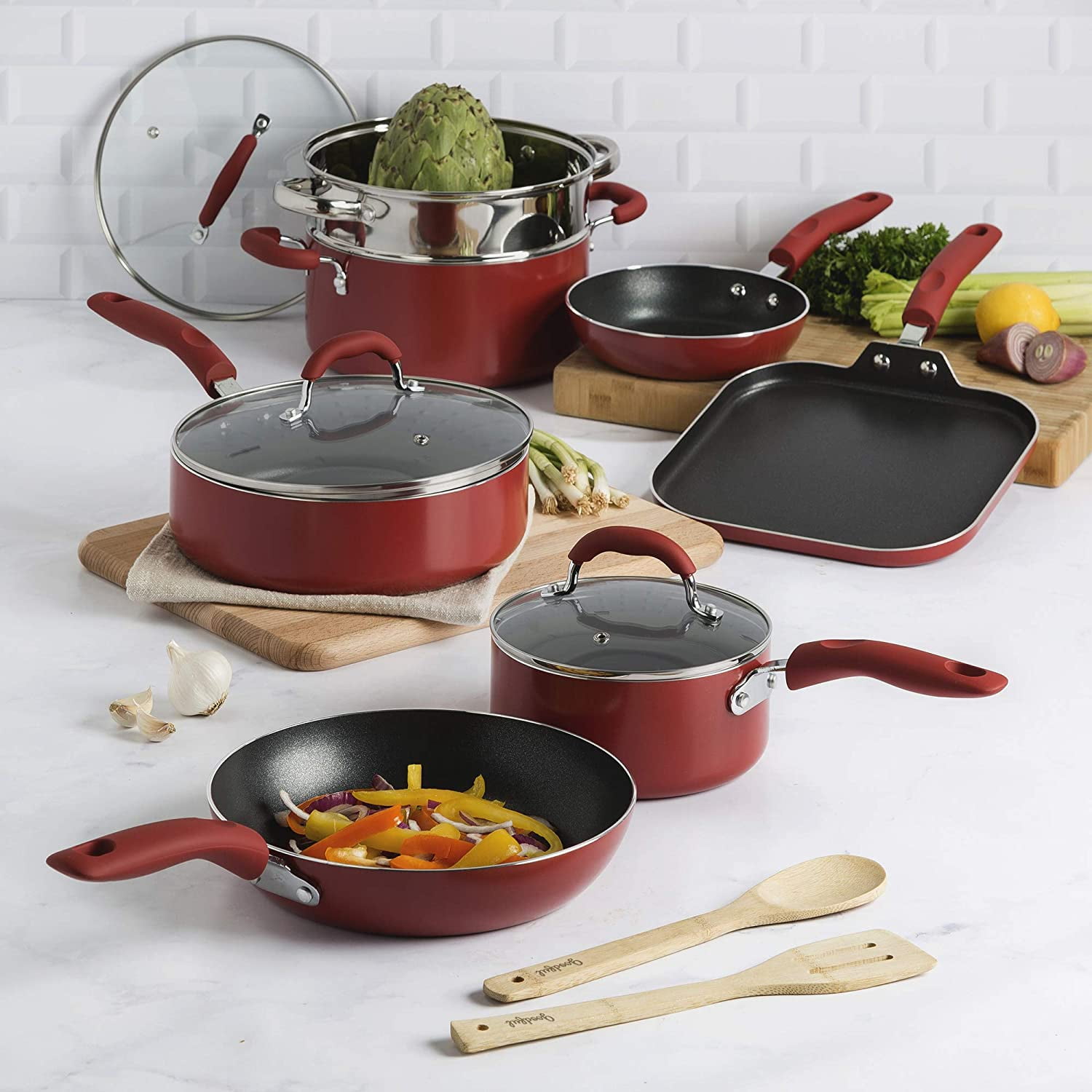 Goodful Cookware Set with Premium Non-Stick Coating, Dishwasher Safe P –