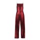 thumbnail image 4 of Mono de mujer de color liso con dos tirantes de perlas y cuello en V - Mono de cintura alta para fiestas de verano, S-XL, 4 of 8