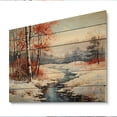 thumbnail image 2 of Designart "Frozen River in the Winter Landscape I" Landscapes Print on Natural Pine Wood, 2 of 5