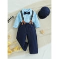 thumbnail image 3 of Newborn Infant Boys Christmas Gentleman 3M 6M 12M Outfit Long Sleeve Button Bow Tie Romper Suspender Pants Baby Xmas Set, 3 of 10