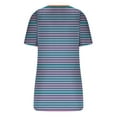 thumbnail image 3 of Lovskoo 2024 Striped Shirt Women Summer Tops Casual Scoop Neck Short Sleeve Color Block Trendy Pullover Button Up T Shirts Blouse Light Blue S, 3 of 5