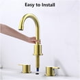 thumbnail image 4 of JERFIT 8-inch Centerset Bathroom Faucet with 360° Swivel Spout, Brushed Gold 2-Handle Deck Mount Sink Faucet, Includes Pop-Up Drain for 3-Hole Vanity, 4 of 7
