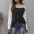 thumbnail image 5 of Womens Sweater Long Sleeve Round-Neck Solid Color Blouses Round-Neck Sweater Black M Sweater for Women, 5 of 6