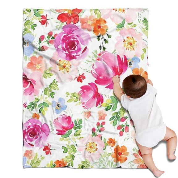 Pioneer Flower Floral Print Pattern Blanket,Comfortable Soft Flannel Throw Blanket,All Season,Warm Lightweight Blankets for Sofa Bed Couch Living Room Chair,30"x40"