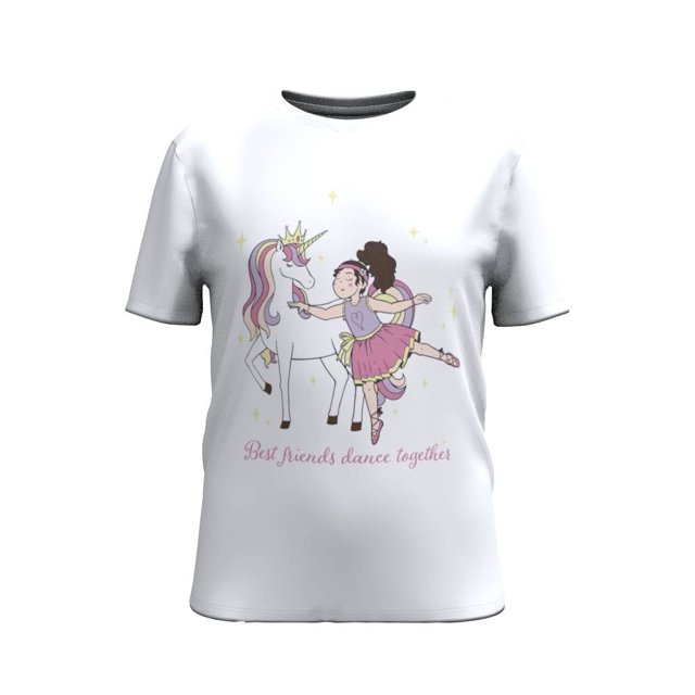 Playera George Niña T12 Estampado Unicornio Bailarina Manga Corta Blanco