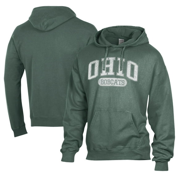 Men's Comfort Wash Green Ohio Bobcats Lightweight Fleece Pullover Hoodie